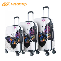 Valise à roulettes à imprimé papillon 16 pouces 20 pouces 24 pouces 28 pouces Sac de voyage Bagages en polycarbonate