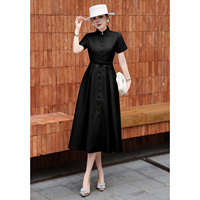 Robe élégante de style business décontracté haut de gamme européenne et américaine pour femme, cintrée à la taille, coupe trapèze, mi-longue, printemps
