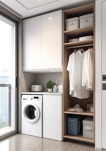 Best-Selling Modern <strong>Laundry</strong> <strong>Cabinet</strong> with Marble Countertop &amp; Soft-Close Doors for Apartment Use - Product Image 3