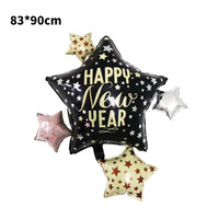 Ballons en aluminium à hélium en forme d'étoile ronde de 18 pouces, motif Joyeux Nouvel An 2026, pour décorations de fête, Fête des Mères, Remise de diplôme, durables, vente en gros