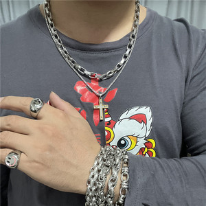 Men's Stainless Steel <b>Cross</b> Pendant Necklace Geometric Design Punk Retro Style 120118 - Product Image 3