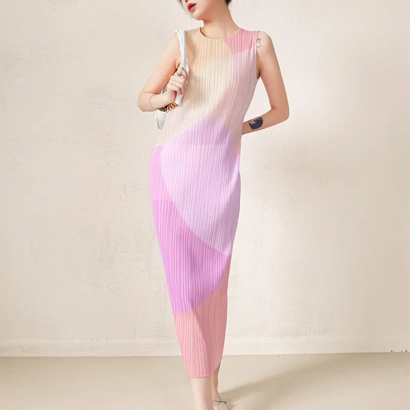 ladies dresses 2023 elegant women clothing printed dress pleats tank top dress