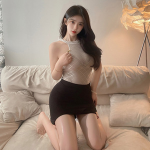 เลมอน สตอรี่ชุดบอดี้สูทตาข่ายเซ็กซี่ชุดกระโปรงสั้นชุดเดรสคลับโปร่งแสงแบบผูกคอ 8073 - Product Image 3
