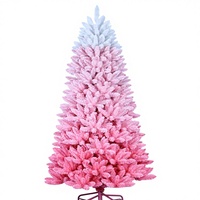Hochwertiger Künstlicher Rosa Weihnachtsbaum mit Weißer Schneeoptik, Faltbar, 1200 LED-Lichter, Batteriebetrieben, Vorbeleuchtet
