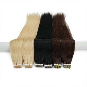 Extensions de cheveux naturels 100% humains, en stock, lisses et luxueuses, 12 couleurs, double trame machine, 50g, longueur extensible - Product Image 3