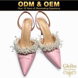Escarpins à talons aiguilles pour femmes, à bout pointu et bride arrière, faits main, ornés de grappes de perles, pour mariage, mariée, soirée, vente en gros - Product Image 1