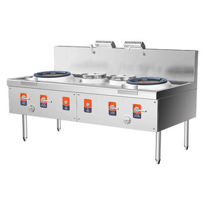 Cuisinière à gaz à haute flamme HELAXEN pour restaurant commercial, certifiée 3C, en acier inoxydable, facile à nettoyer, compatible gaz naturel - Product Image 1