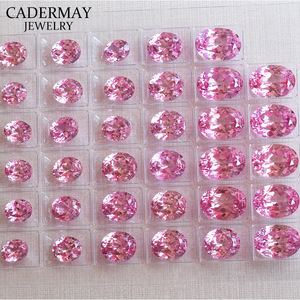 Cadermay Pink Synthetic Gemstone Oval Loose Stone For Jewelry Making 7x9mm To 12x14mm - Product Image 3