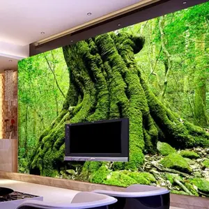 De 3D foto papel pintado verde bosque de árboles de 3D naturaleza paisaje gran Mural dormitorio sofá de la sala de murales de papel