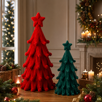 Figurines de Noël modernes en velours et polyrésine, statue floquée pour salon, bureau, fête, décoration de table ou de bureau
