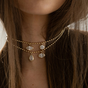 Collar con Colgante <span class=keywords><strong>de</strong></span> Circonita Geométrica, Cadena <span class=keywords><strong>de</strong></span> Cuentas Chapadas en Oro <span class=keywords><strong>de</strong></span> 18k, Joyería Minimalista para Mujer, Nueva Llegada - Product Image 1