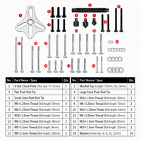 Kit d'outils de dépose universel professionnel CIHOO CIH1733 de 46 pièces pour équilibreur harmonique de volant et poulie, 3 griffes haute performance