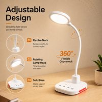 Nouvelle lampe de bureau LED intelligente avec veilleuse rouge, contrôle tactile, intensité réglable en continu, lampe de table pour chambre/bureau/stude.