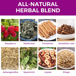 Mélange de tisanes bio OEM pour SOPK, fertilité féminine, framboise, ortie, ashwagandha, gingembre, équilibre hormonal naturel, thé santé - Product Image 3