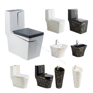 Salle de bain design Carré noir doré <span class=keywords><strong>toilette</strong></span> marbre noir <span class=keywords><strong>colonne</strong></span> de <span class=keywords><strong>toilette</strong></span> lavabo lavabo avec robinet d'eau - Product Image 4