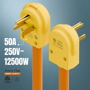 Prise certifiée ETL NEMA 6-50P, fiches mâles de soudeuse 6-50P 50A/250V, connecteur d'extrémité de câble 50A 250V pour soudeuses et sécheuses, jaune US - Product Image 3