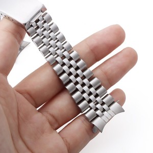 Lionorm 18mm 20mm Bracelet Montre Vintage Jubilé Bout Courbé Creux avec Bracelet de Luxe en Acier Inoxydable Argenté Massif pour Hommes - Product Image 3