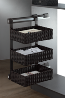 Tiroir coulissant GALAXY pour armoire, fermeture douce, panier en rotin PVC, alliage d'aluminium, fixation murale, détachable, double amortisseur, rail