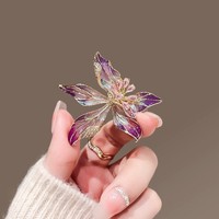Bros mewah Pin wanita bunga zirkon indah Enamel bunga anggrek bros untuk pakaian