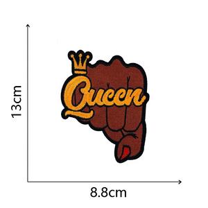 Parches de feminismo de corona de puño de Reina negra con apliques bordados de hierro - Product Image 3