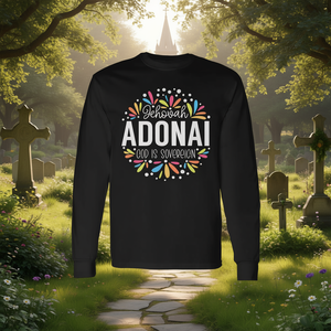 Camiseta Gráfica Colorida de Manga Larga con Diseño de Jehová Adonai, Dios es Sucesor, para Promociones Religiosas - Product Image 3