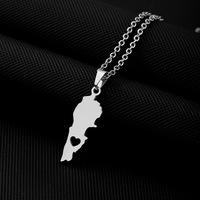 Usine Liban Carte Chaîne Collier En Acier Inoxydable Argent 18K Plaqué Or Liban Carte Pendentif avec Coeur Collier