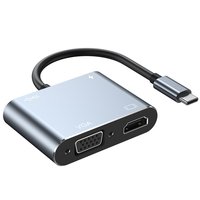 Adaptadores Usb C de 4 puertos Tipo C a 4K Hd MI Vga PD carga 100W Hd Vga Usb3.0 Pd 4-In-1 Hub