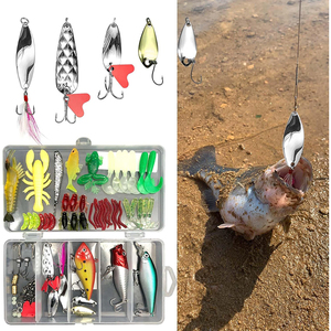 Kit <span class=keywords><strong>de</strong></span> 78 señuelos <span class=keywords><strong>de</strong></span> pesca que incluye señuelos <span class=keywords><strong>de</strong></span> plástico duro, cucharas metálicas, señuelos blandos, cebos <span class=keywords><strong>de</strong></span> <span class=keywords><strong>gusano</strong></span>, camarones y accesorios <span class=keywords><strong>de</strong></span> pesca. - Product Image 4