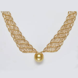 Collar de encaje dorado de 18K para mujer, Perla de mar 5A, cadena ajustable para regalo - Product Image 4