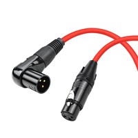 Câble DMX rouge de 3 pieds XLR mâle à 90 degrés à 3 broches vers câble de microphone symétrique femelle Câble XLR à angle droit