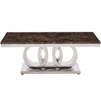 Meubles de maison foshan usine dessus en marbre table basse argent en acier inoxydable marbre table centrale meubles de salon