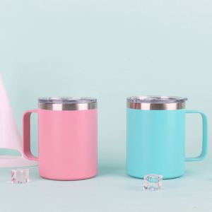 Factory Custom 12Oz Stainless Steel <b>Double</b> <b>Wall</b> Insulated Thermal Camping 14 Oz Travel Coffee Mug With Handle Engrave Logo - Product Image 3