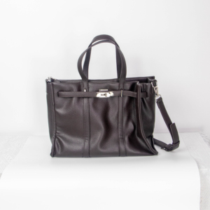 Bolso de hombro de gran capacidad de piel de vaca de primera calidad color café genuino de JunXing, bolso de hombro sencillo y moderno para mujer. - Product Image 1
