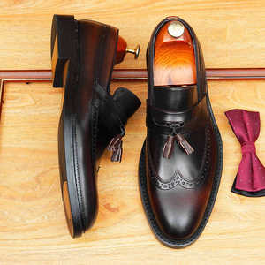 Chaussures en cuir de vachette véritable à boucle, style slip-on, nouveau modèle, chaussures de ville britanniques pour hommes, grandes tailles - Product Image 1