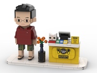 Figurine de chef personnalisée en blocs de construction, souvenir de restaurant personnalisé, ensemble de mini briques DIY avec panneau d'exposition OEM