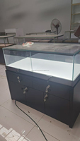 Vitrine à bijoux rectangulaire personnalisable en LED, écologique, recyclable, en verre trempé, cadre en aluminium robuste et étanche