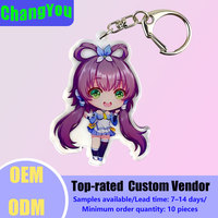 Porte-clés lumineux personnalisé en acrylique transparent, imprimé double face, pendentif en plastique, logo dessin animé/anime, étanche
