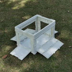 <strong>Collapsible</strong> Storage Bin <strong>With</strong> Wood Lids 60L <strong>Crates</strong> Plastic Tote Storage Box Container Large Stackable Folding <strong>Crates</strong> - Product Image 4