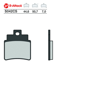 ผ้าเบรกคาร์บอนเซรามิก R-Attack S042CS สำหรับล้อหน้า ขนาด 44.6x50.7x7.0 มม. ได้รับการรับรองมาตรฐาน R90 สำหรับรถจักรยานยนต์ - Product Image 1