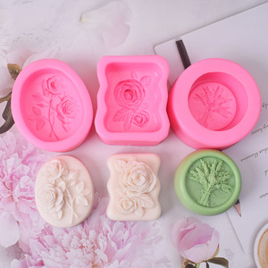 Molde de Silicona Ecológico de Color Rosa en Forma Ovalada con Diseño de Dos Rosas para Jabón Hecho a Mano, Decorativo, 9.1x7.5x3.7cm, Suave - Product Image 3