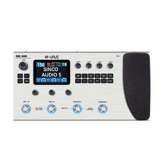 M-VAVE MK-300 Guitar/Bass Multi-Effect Processor with Drum Machine and Volume Pedal Aluminum Casing Available on for