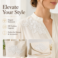 Applique en dentelle florale blanche, garniture brodée de fleurs et de feuilles pour robes, chemisiers, sacs, vêtements et décoration de mode DIY
