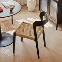 Chaise de salle à manger moderne japonaise Wabi-sabi en bois massif chaise en rotin tissé avec ficelle dossier en noyer noir tabouret antique pour restaurant