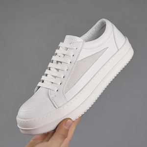 Chaussures pour hommes en cuir de vachette première couche, respirantes, durables, à lacets, style sportif décontracté, mocassins, chaussures de marche épaisses, tendance - Product Image 4