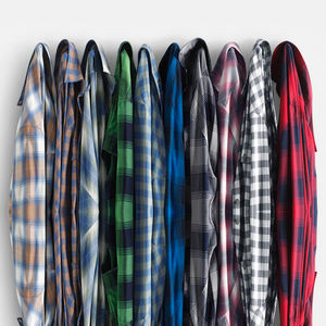 プラスサイズUSサイズ赤と黒のカラーブロック100% コットンカスタム糸染め通気性秋カジュアルフランネルシャツ - Product Image 4