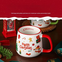 Mug de Noël personnalisable, mignon, style dessin animé, design élégant, 400 ml, tasse en céramique avec couleur latérale, tasse isotherme