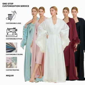 Pyjamas pour femmes, ensemble de robes en soie, robes de <span class=keywords><strong>demoiselle</strong></span> <span class=keywords><strong>d</strong></span>'<span class=keywords><strong>honneur</strong></span> de luxe pour femmes, robes à manches longues à col en V, printemps été - Product Image 1