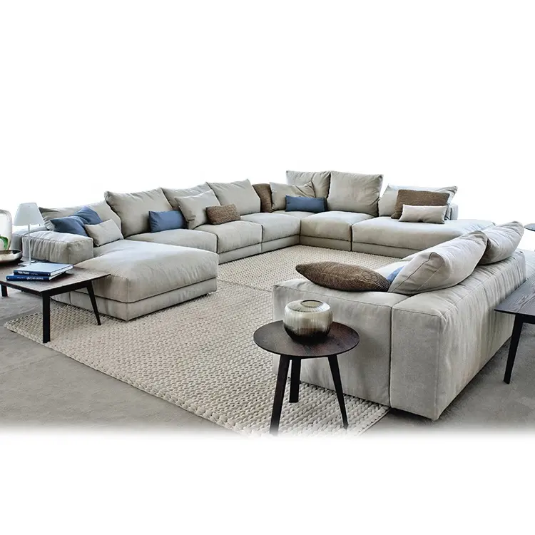 Canapé d'angle moderne de luxe, 10 places, ensemble en tissu, pour salon