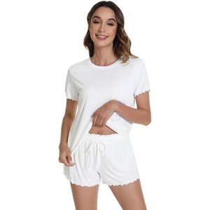 Custom Women's Bamboo Viscose Pajama Set Short Sleeve <b>Top</b> With Shorts Cooling Sleepwear S Xl - Product Image 6