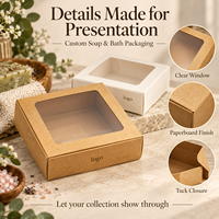 Boîte cadeau auto-scellante pour coffrets de savons artisanaux avec fenêtre de présentation et commandes en gros pour la vente au détail